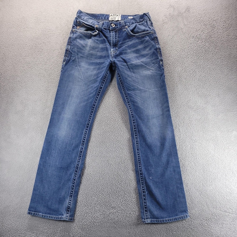 Ariat M4 Boot Jeans Mens 33x34 Blue Relaxed Bootcut Distressed Workwear